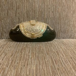 Vintage Shals clutch shoulder bag black/gold